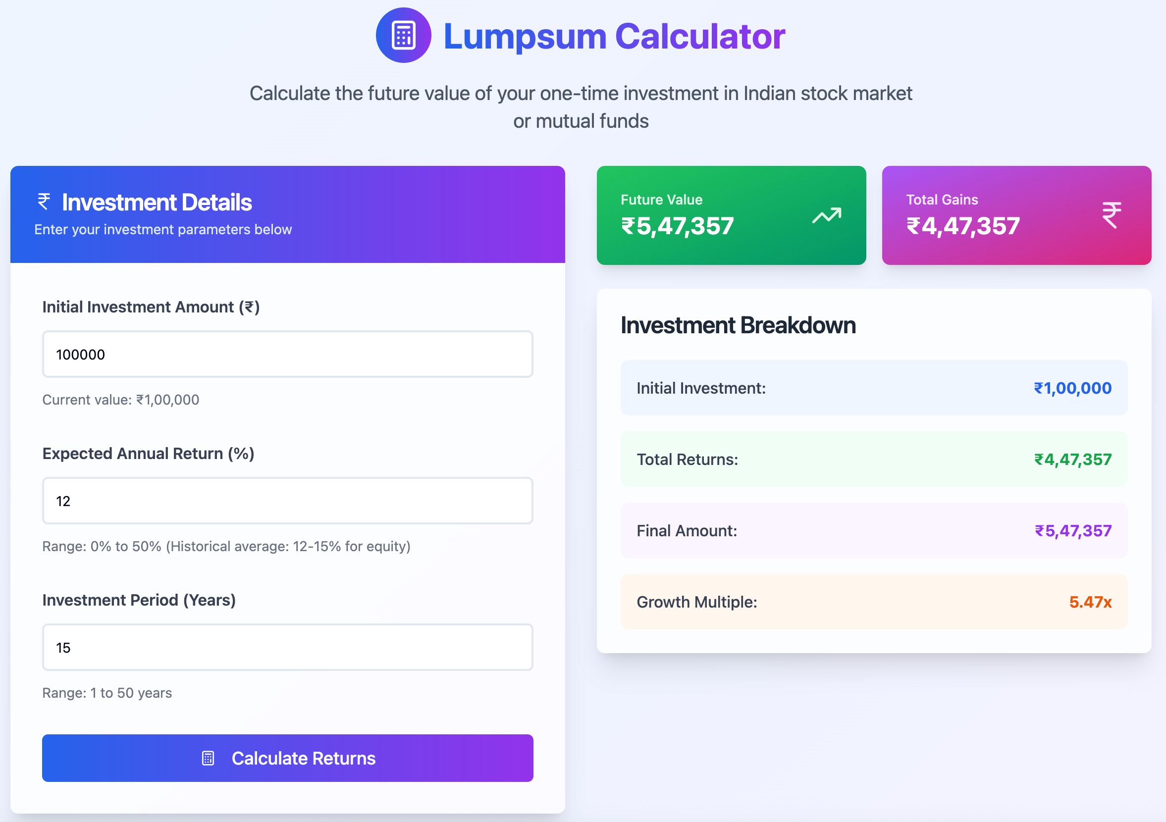 Lumpsum Calculator FREE